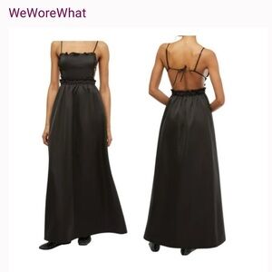 We Wore What black ruffle bib maxi dress NWT women’s size S